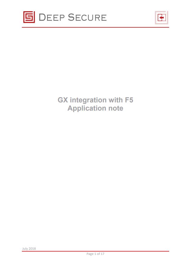 Integrating GX with an F5 BIG-IP Application Delivery Controller